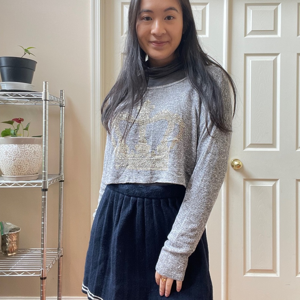 Grey Crown Cropped Sweater
